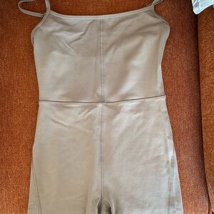 Aritzia Golden Stretch Cami Romper in Taupe